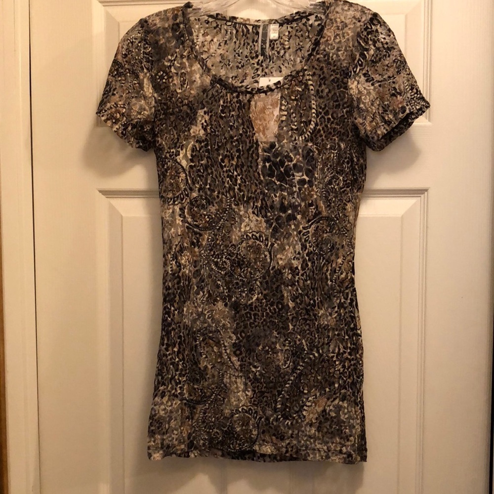 NWT BKE Lace Burnout Leopard Tee Medium